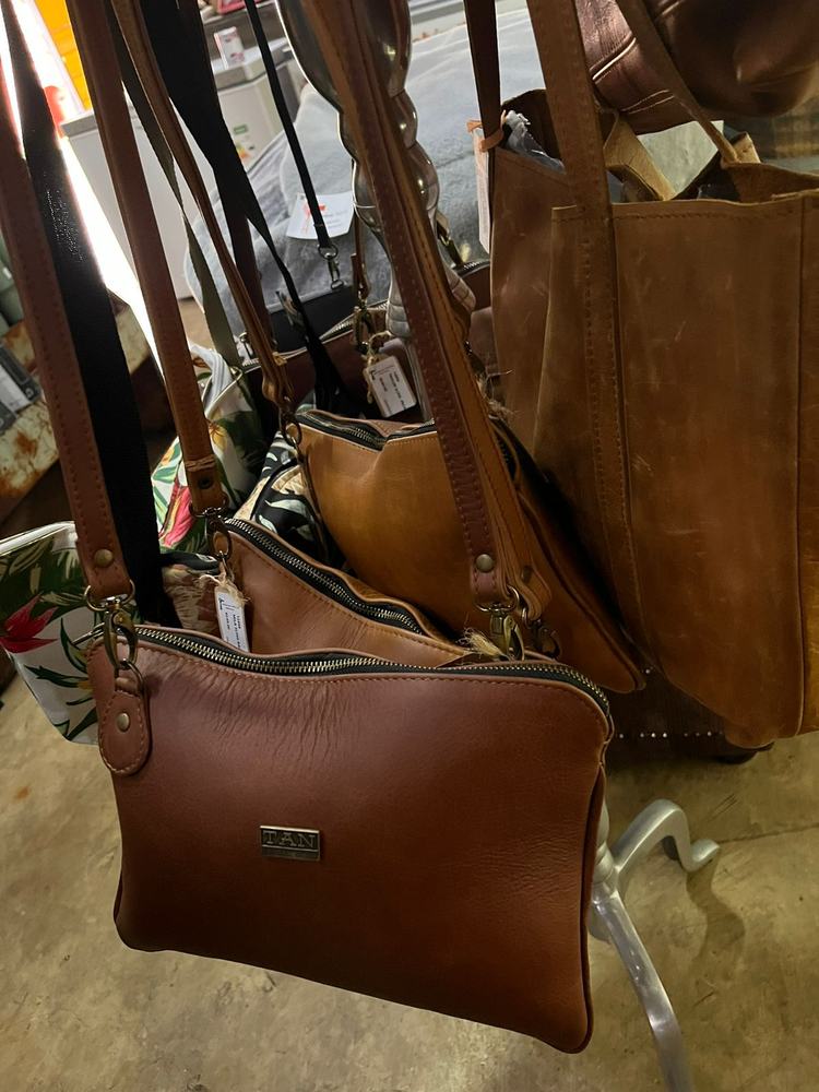 Leather handbags display